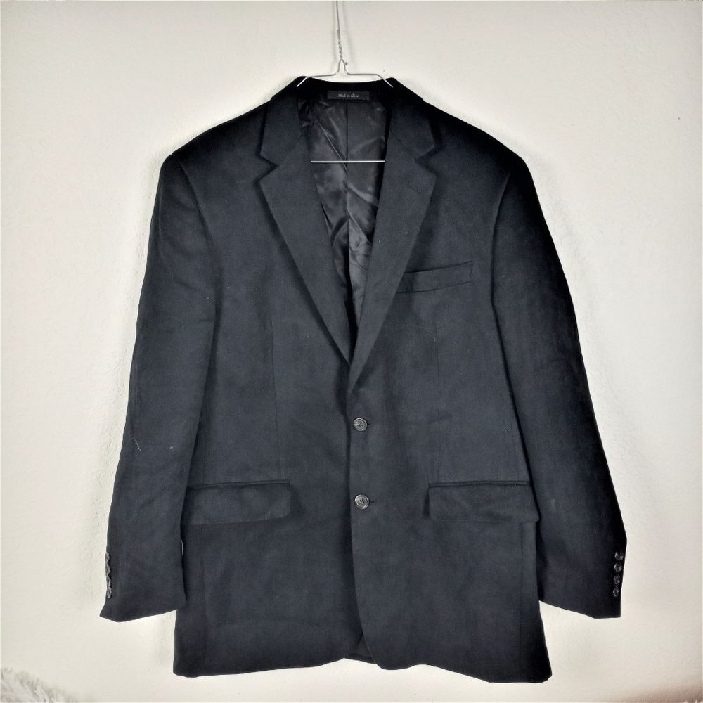 Chaps 40R Suit Jacket Suede Feel  Black 2 Button